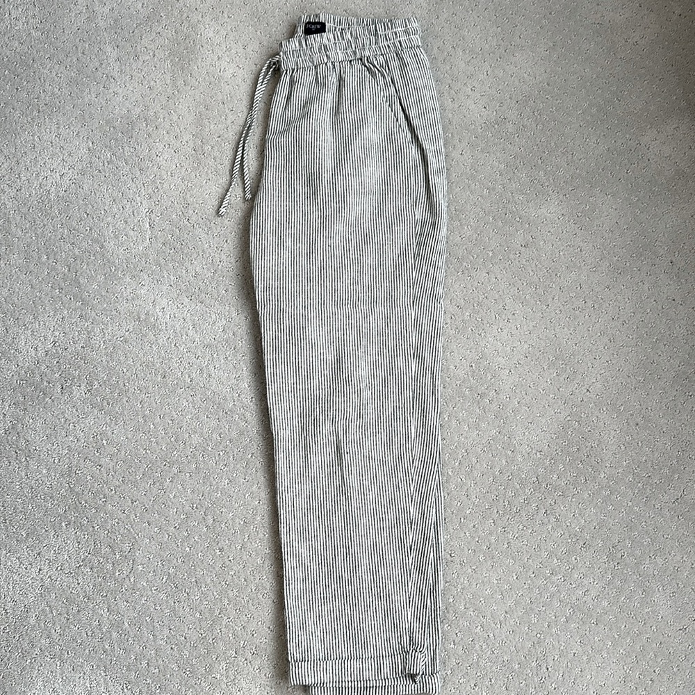 J Crew Factory Linen Cotton Blend Striped Pants